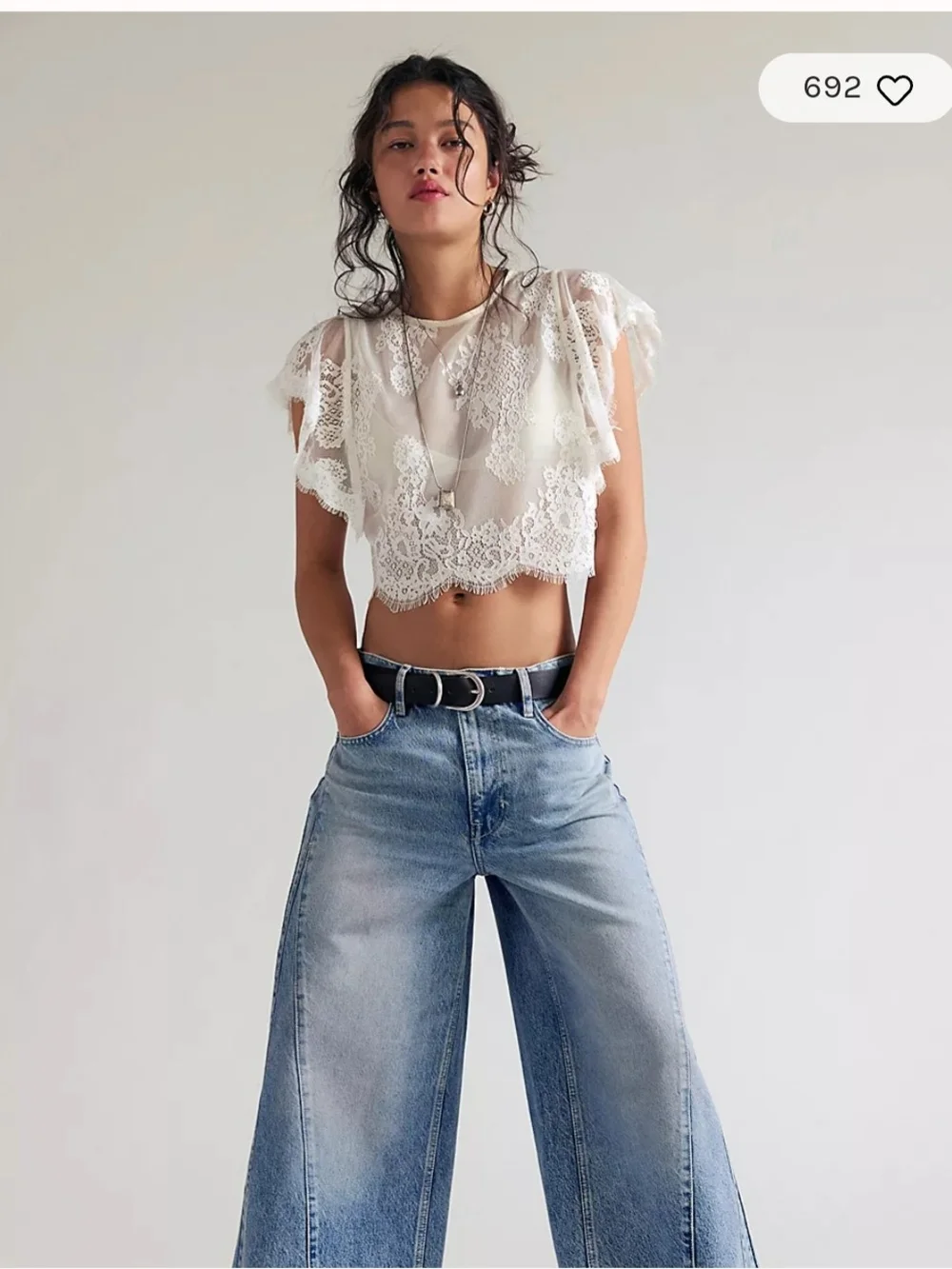 We The Free Faded Light Blue High-Rise Wide Leg Jeans